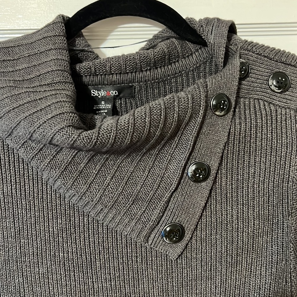 BRAND NEW! - Style & Co. - Dark Grey Sweater Dress With Buttons & Pockets